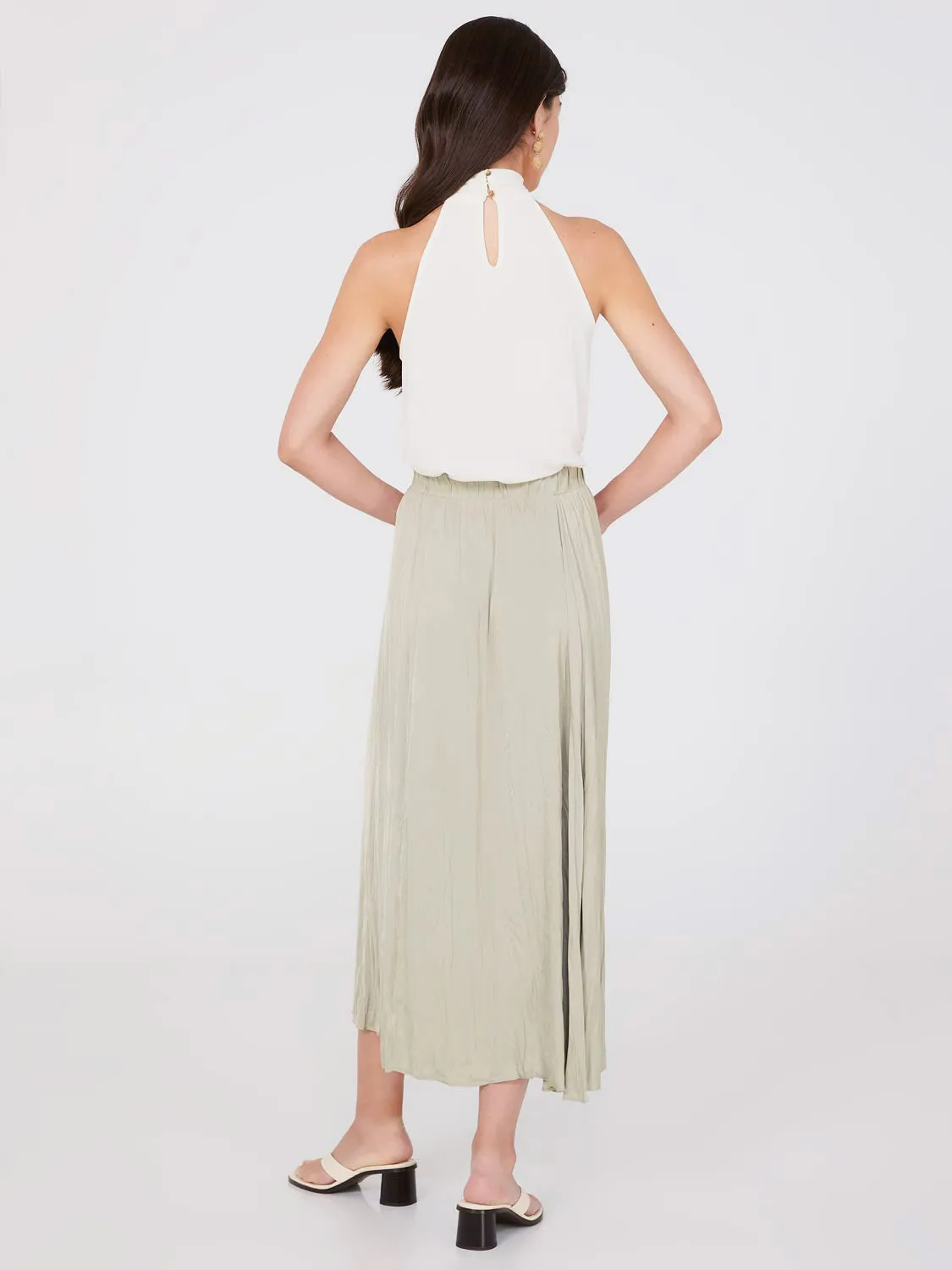 Broomstick Pleated Satin Skirt