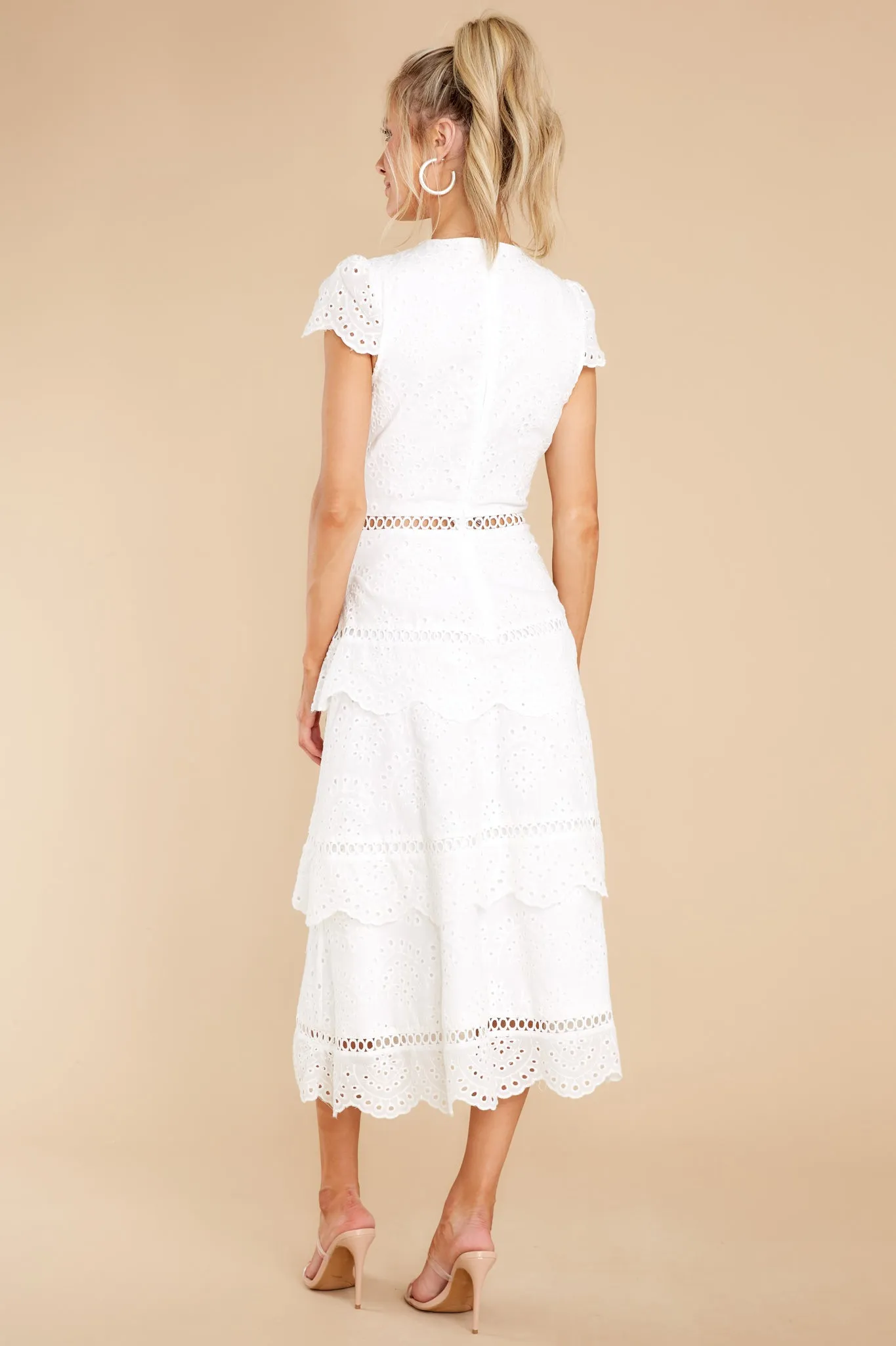 Brunch Out White Eyelet Midi Dress