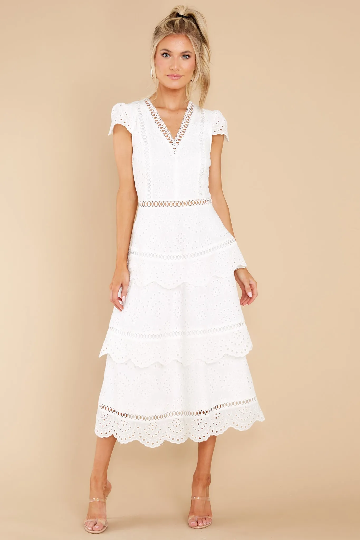 Brunch Out White Eyelet Midi Dress