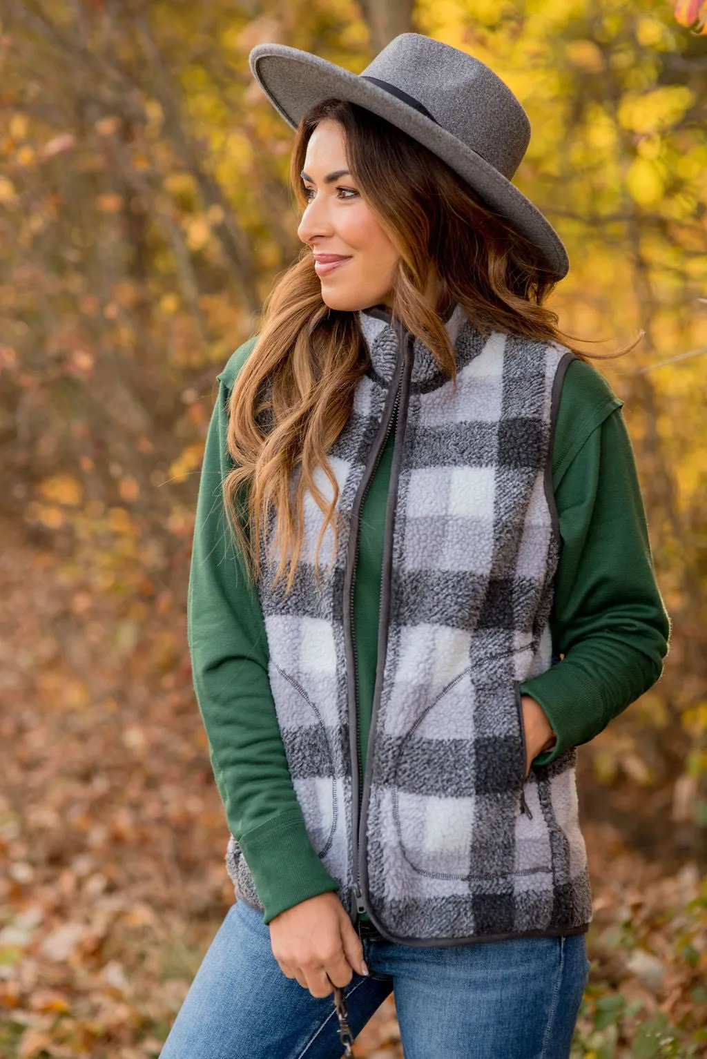 Buffalo Plaid Sherpa Vest