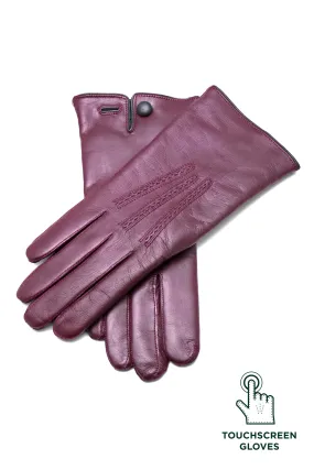 Burgundy Touchscreen Lamb Nappa Leather Dress Gloves