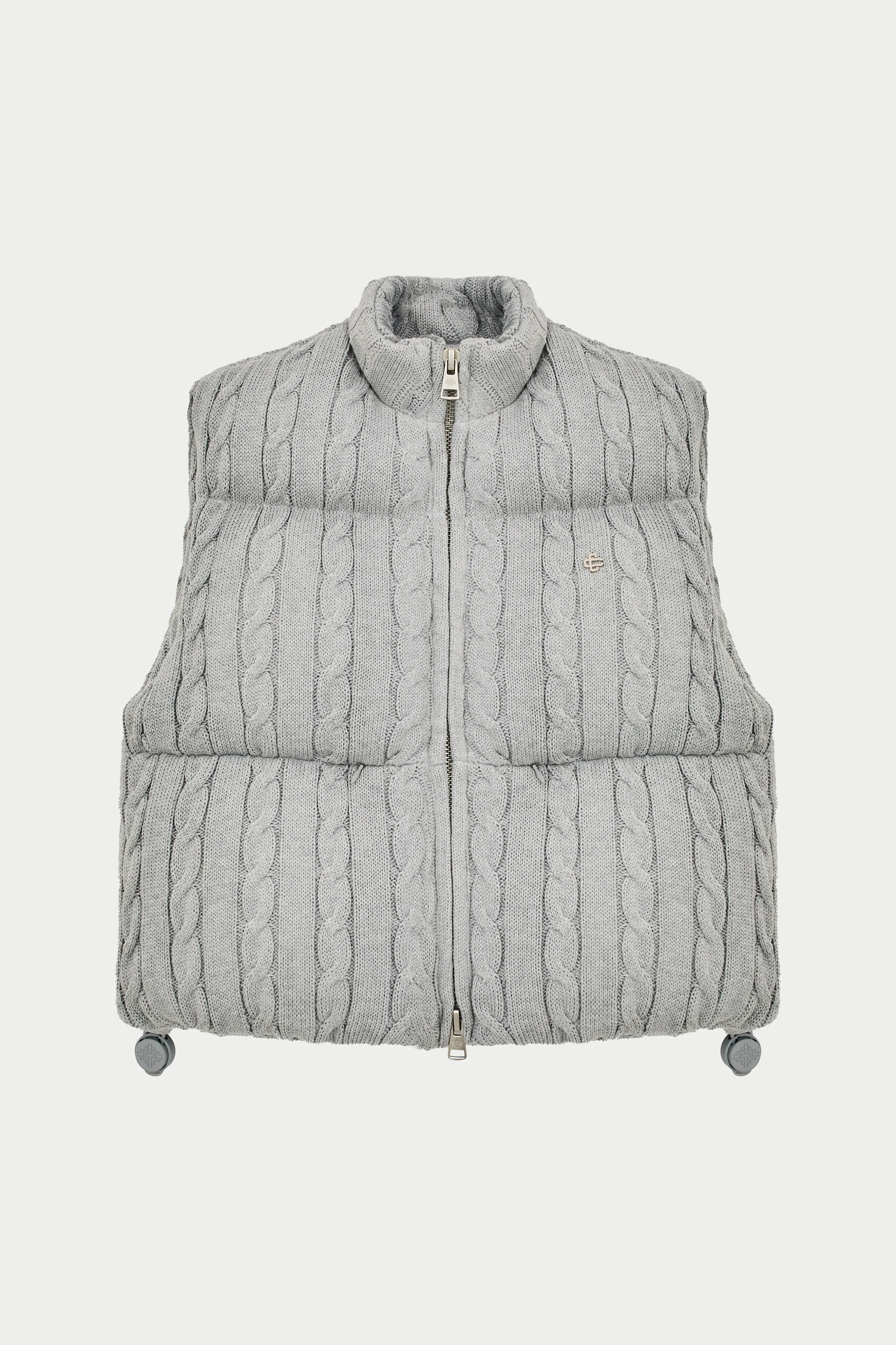 CABLE KNITTED GILET - GREY MARL