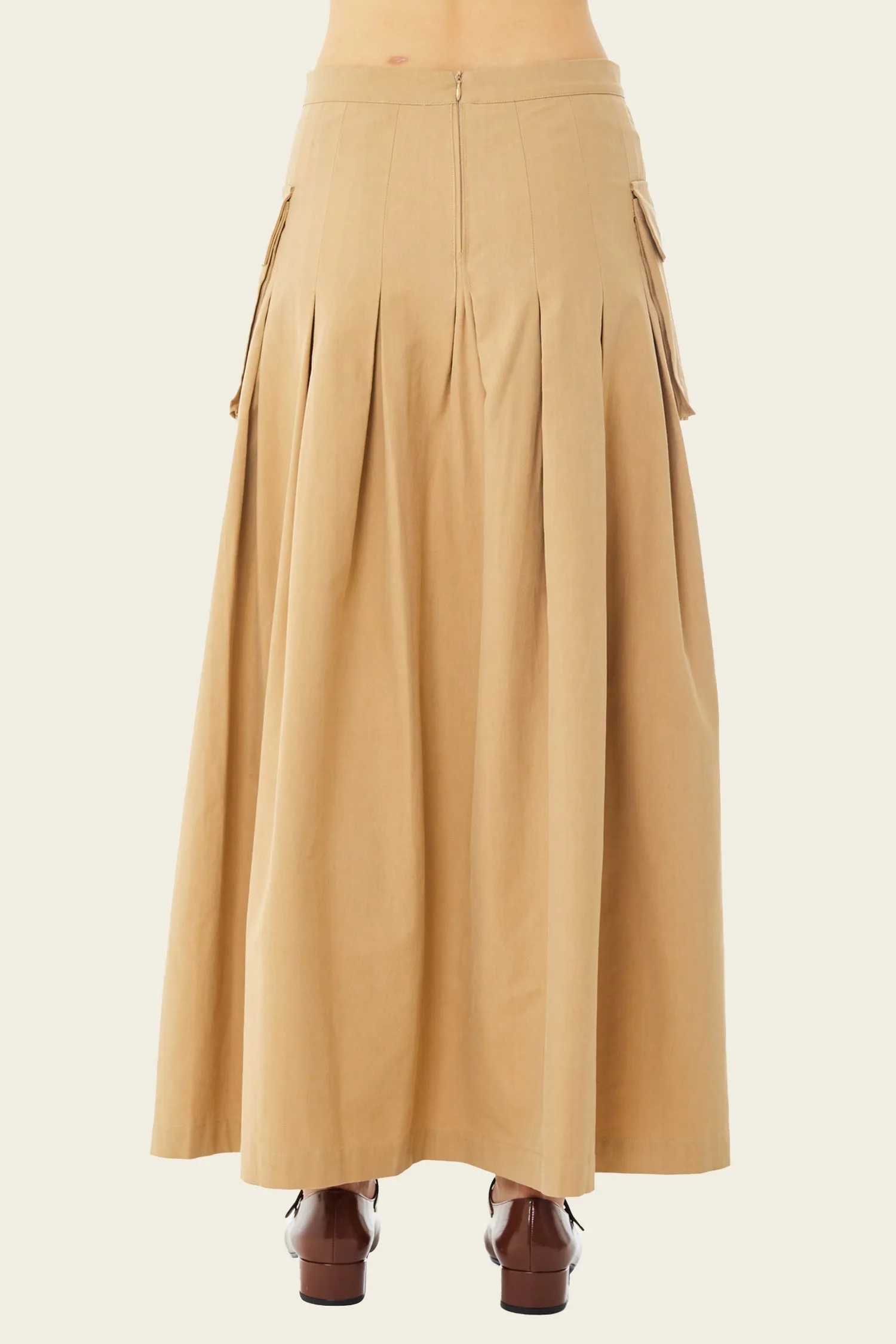 Cargo Pleated Midi Skirt