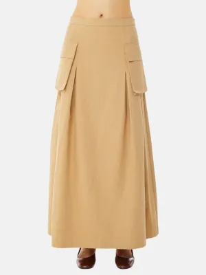 Cargo Pleated Midi Skirt