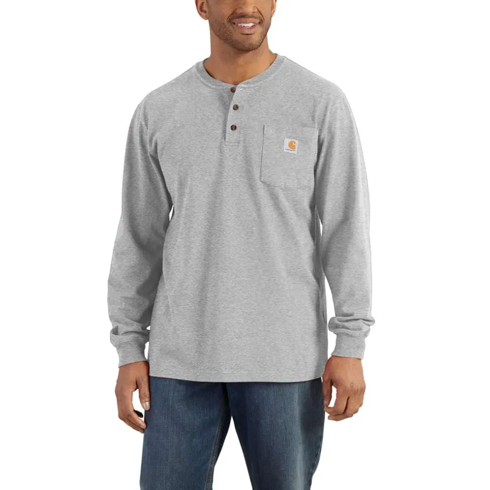 Carhartt K128 Loose Fit Heavyweight Long Sleeve Pocket Henley T-Shirt