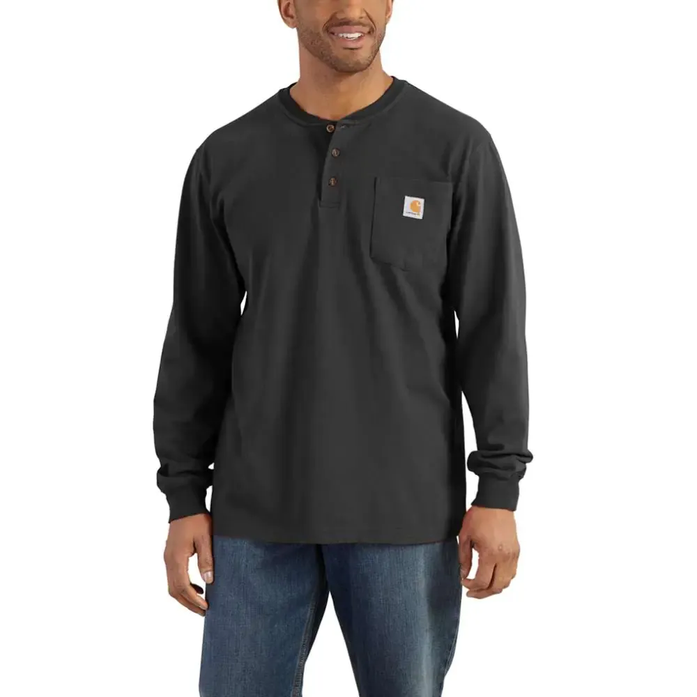 Carhartt K128 Loose Fit Heavyweight Long Sleeve Pocket Henley T-Shirt