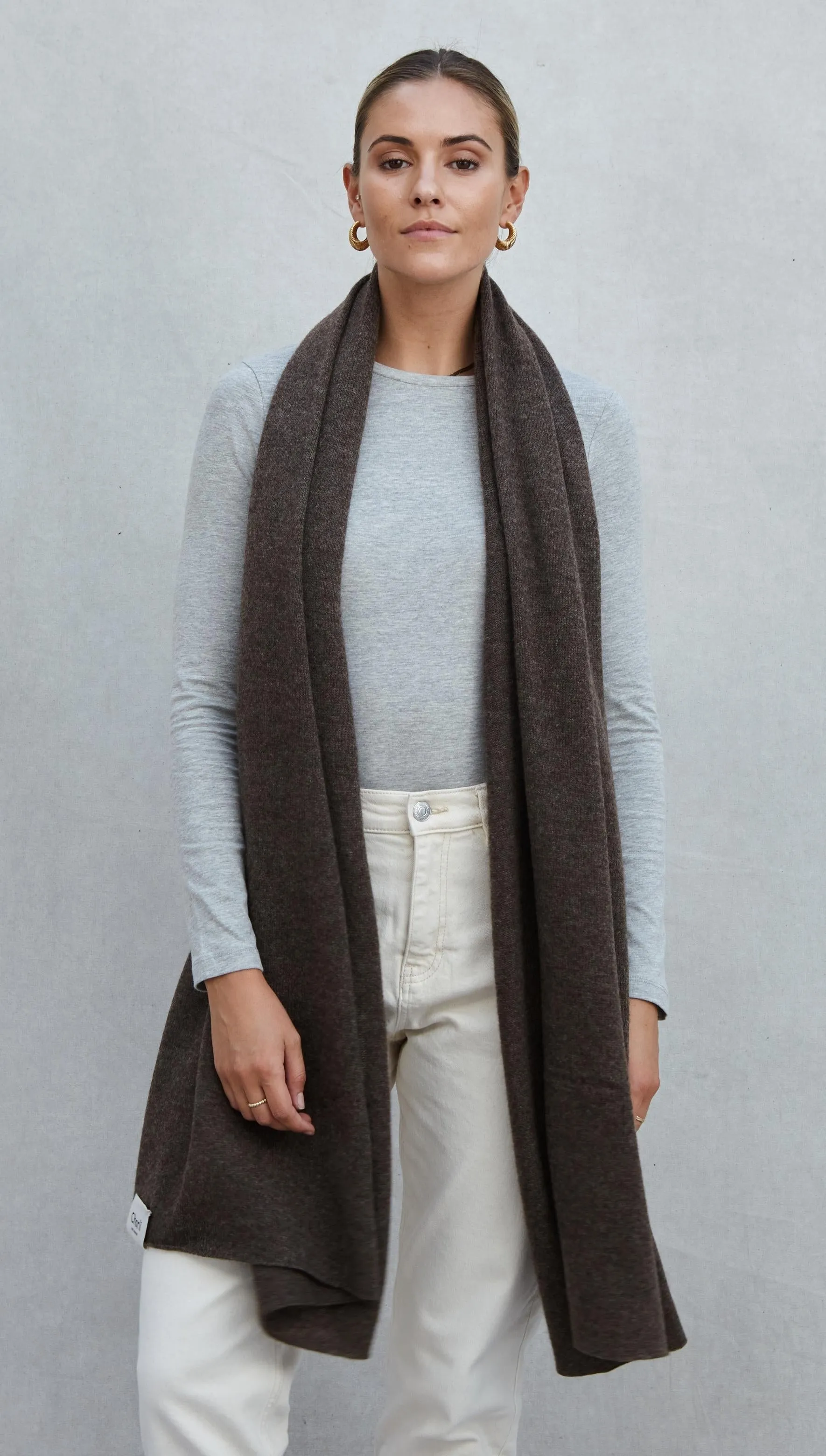 CASHMERE TRAVEL WRAP - BARK