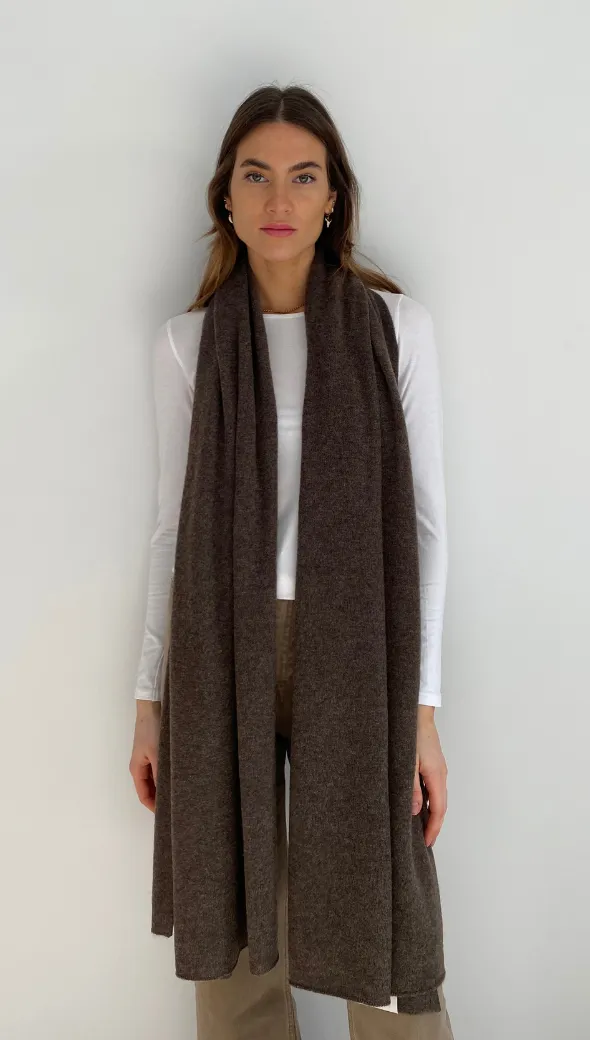 CASHMERE TRAVEL WRAP - BARK