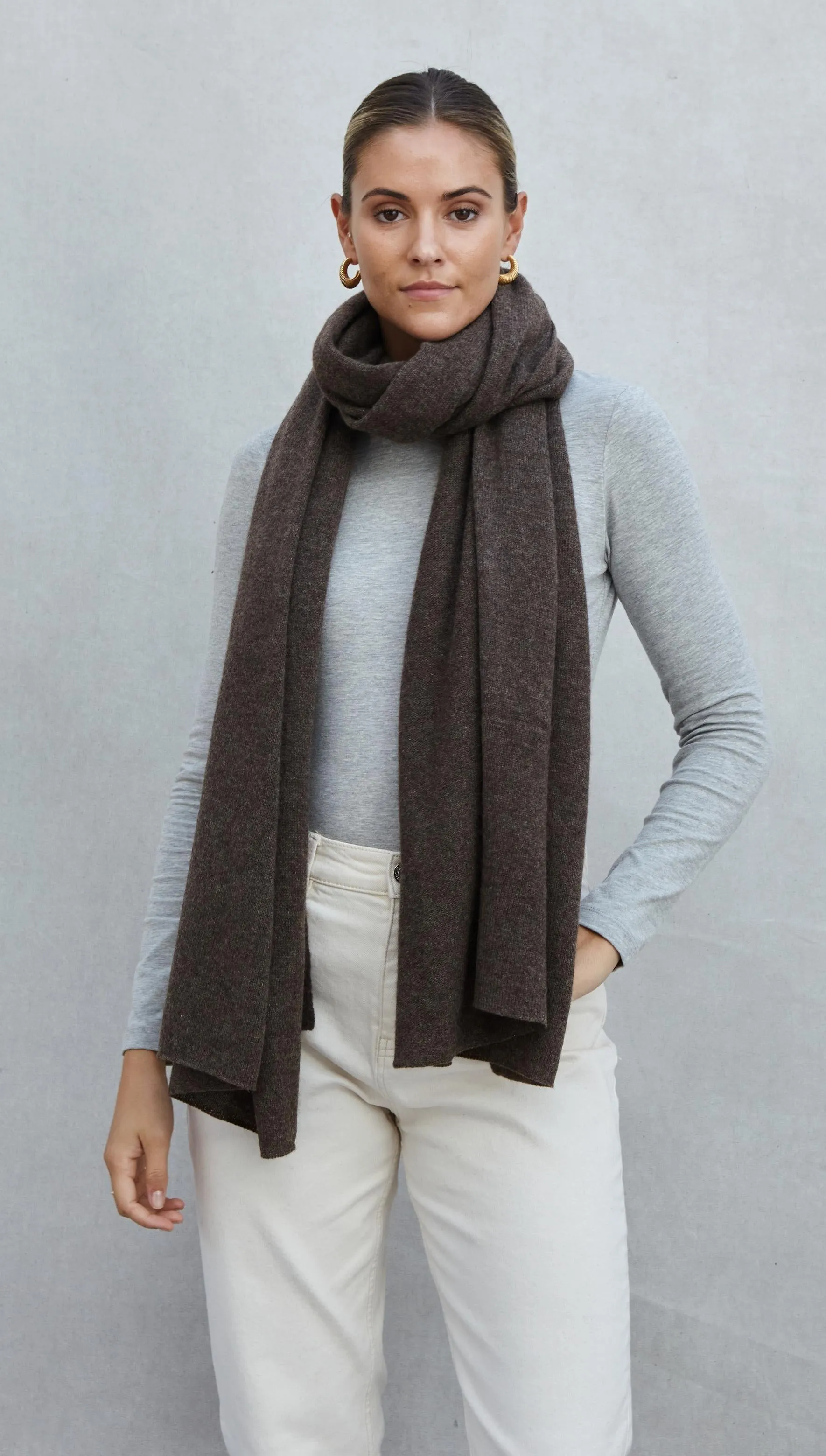 CASHMERE TRAVEL WRAP - BARK