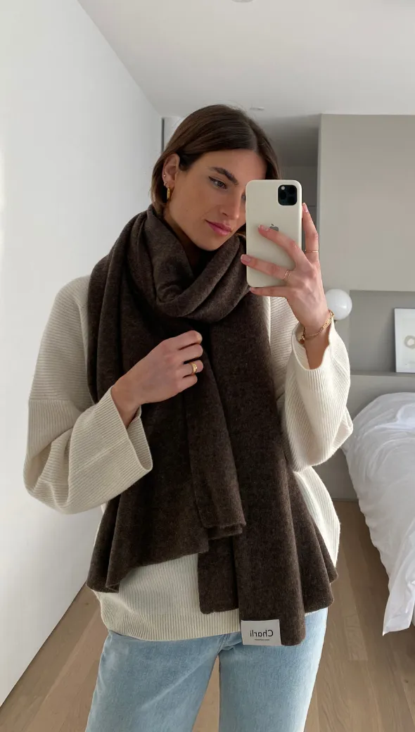 CASHMERE TRAVEL WRAP - BARK