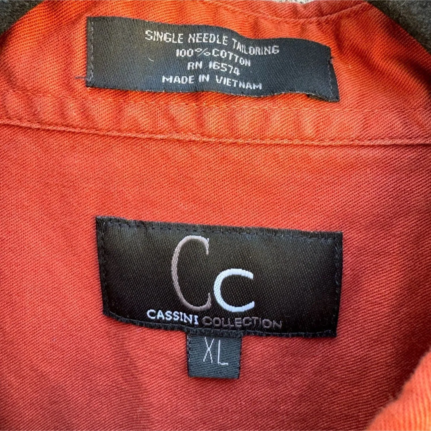 Cassini Collection Men's Button Collar Short Sleeve Orange Button-Down Shirt XL