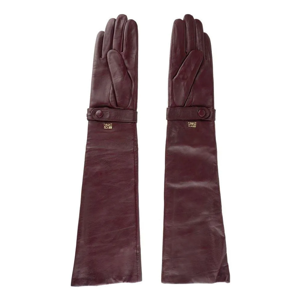 Cavalli Class Elegant Lambskin Leather Gloves In Radiant Pink