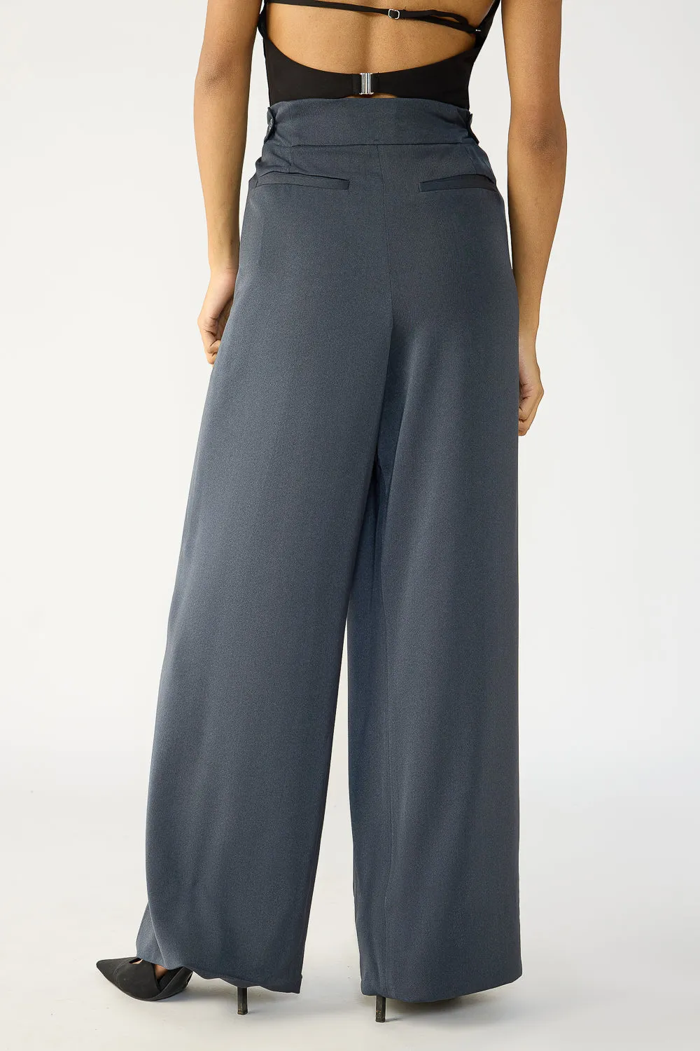 Charcoal Grey Adjustable Korean Pants