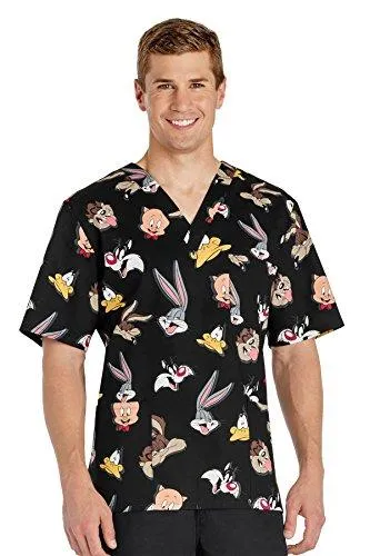 Cherokee Tooniforms 6876C Unisex V-Neck Scrub Top Print