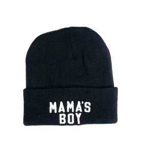 Child Beanie - Mama's Boy - Black w/ White