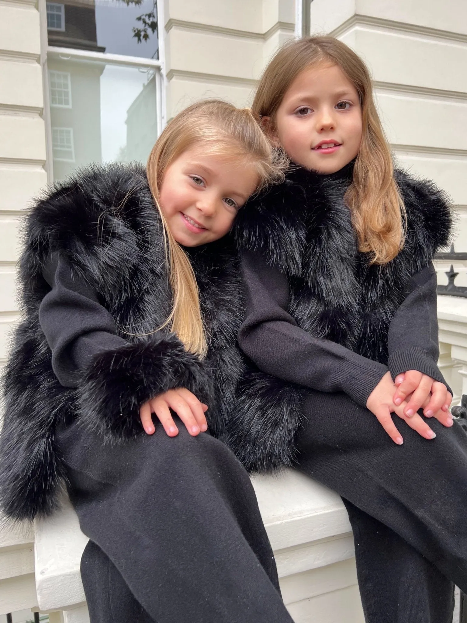 Childrens Black Premium Faux Fur Short Gilet