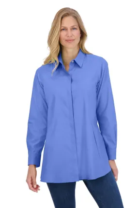 Cici Pinpoint No Iron Long Sleeve Tunic, Cornflower