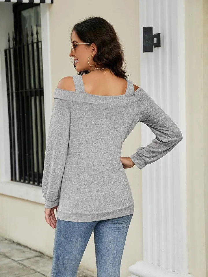 Cold Shoulder Cutout Square Neck Blouse