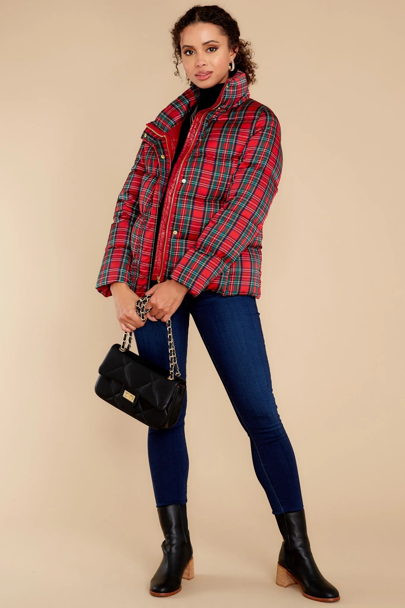 Cole Tartan Plaid Puffer Coat