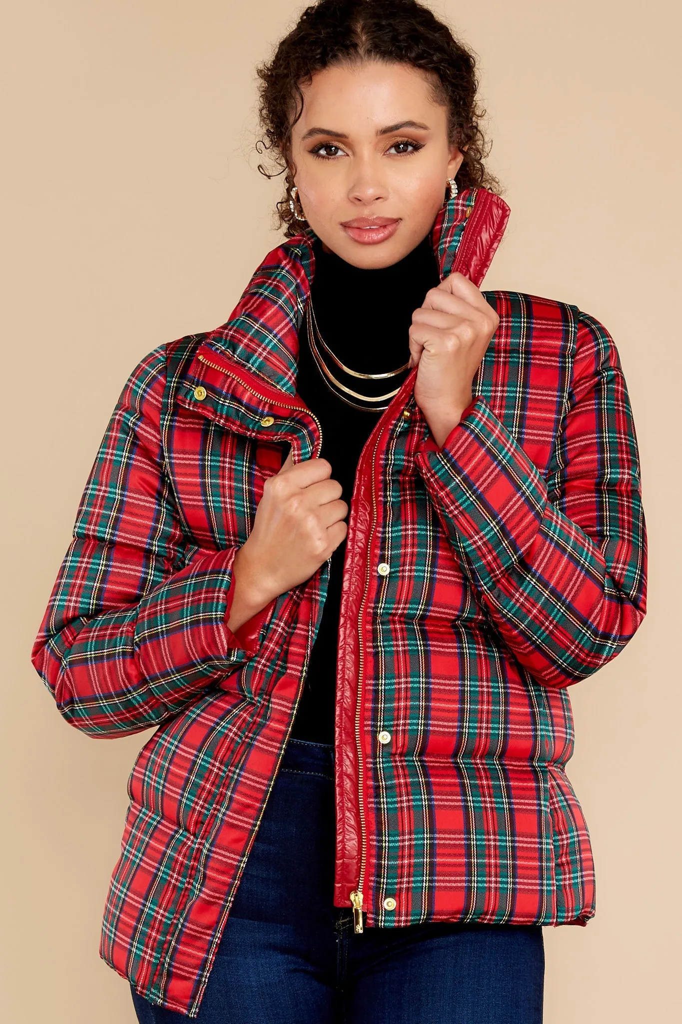 Cole Tartan Plaid Puffer Coat