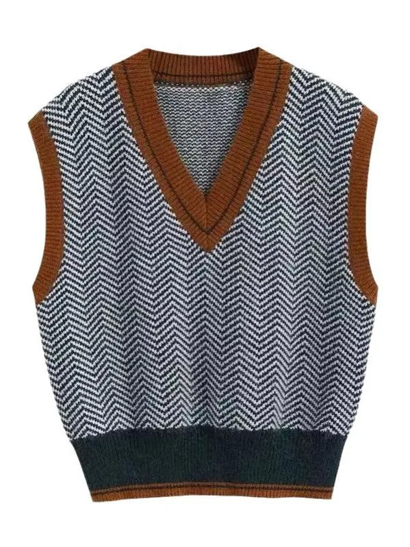 Colorful Wave Striped Knitted Vest