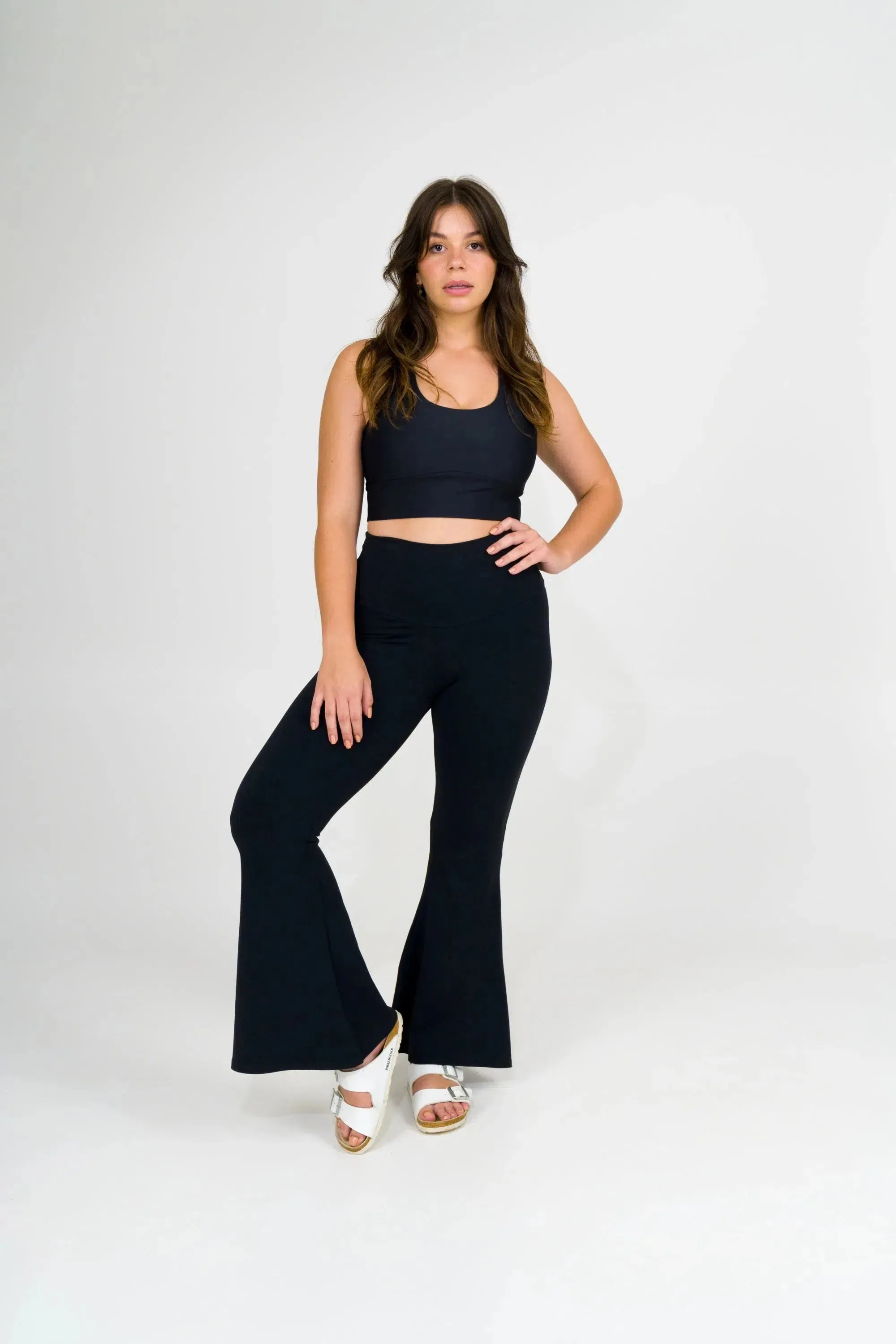 Comfy Cotton High Waisted Bells - Black