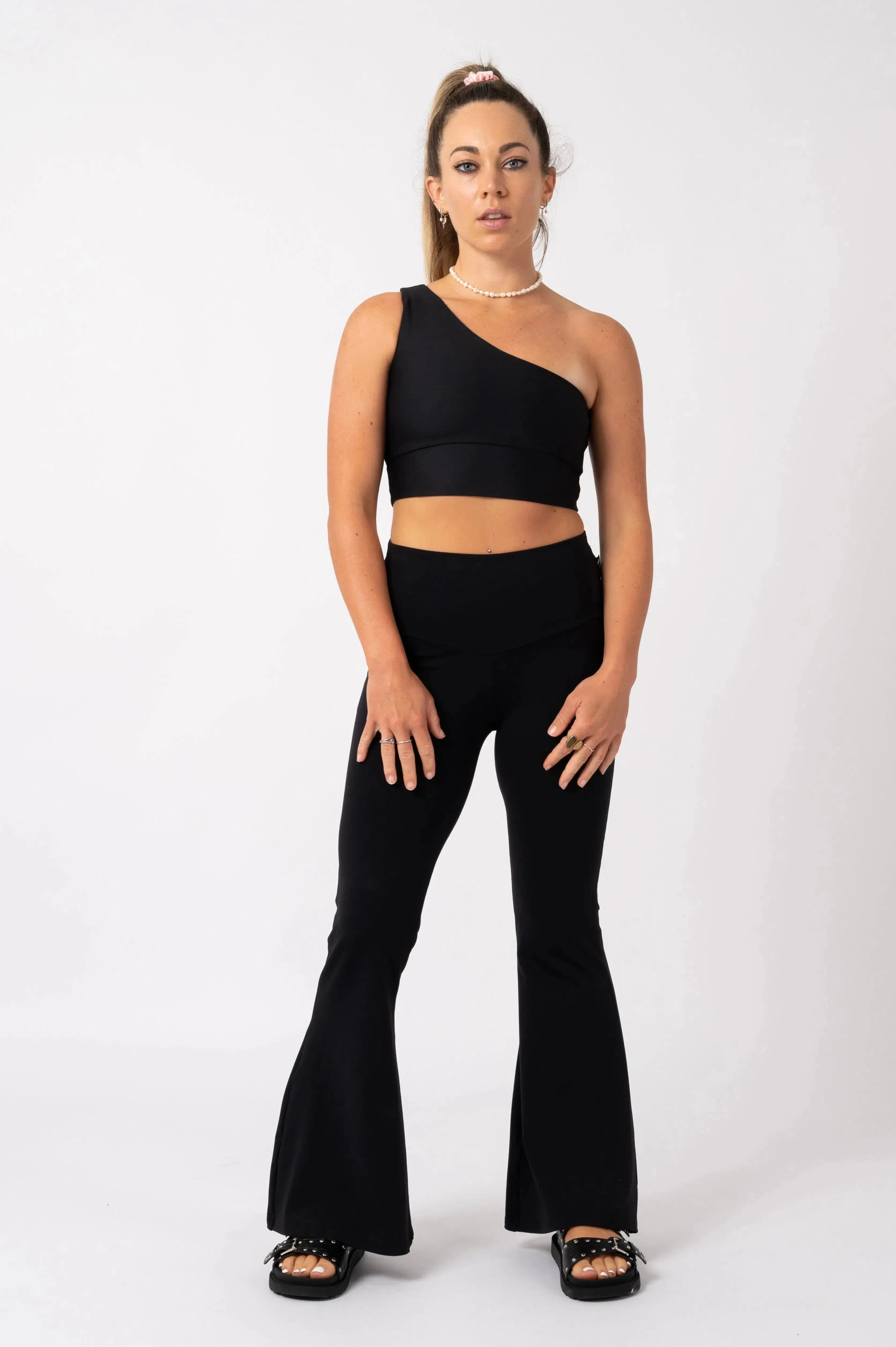 Comfy Cotton High Waisted Bells - Black