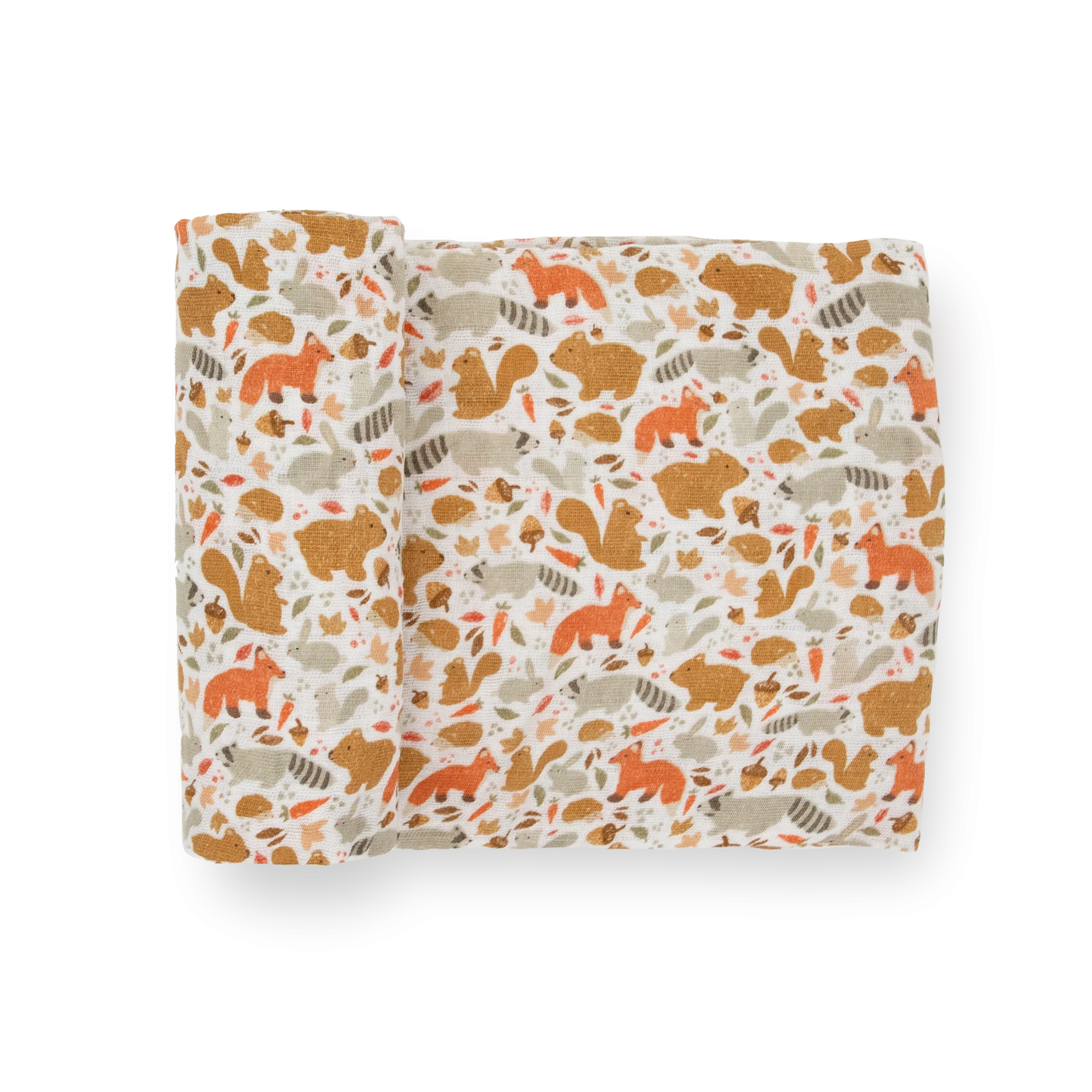 Cotton Muslin Swaddle Blanket - Fall Friends