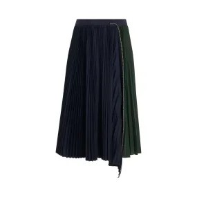 Cotton Zipper Skirt in Navy