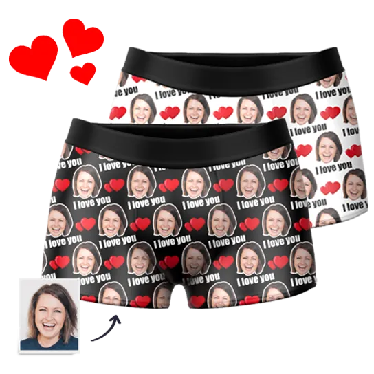 Couple Men's Custom Love Boxer Shorts