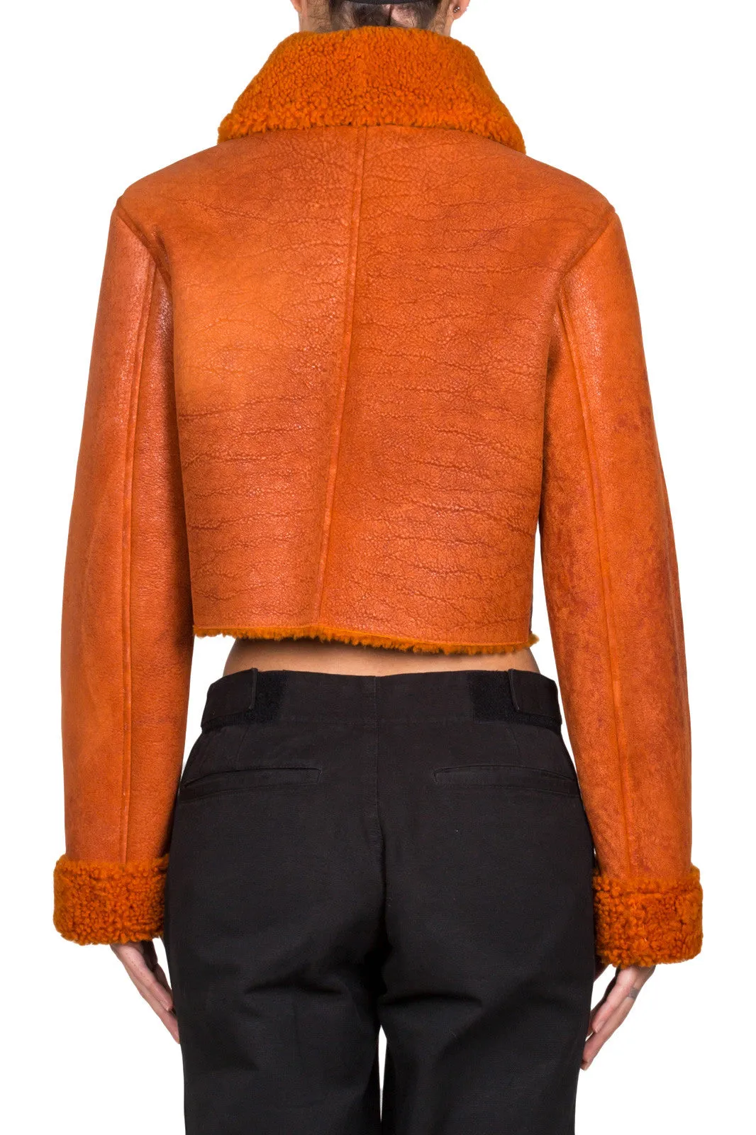 Cropped Shearling Flight Coat