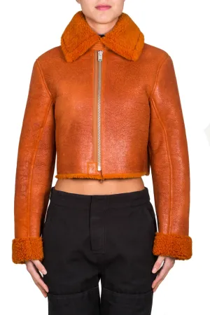 Cropped Shearling Flight Coat