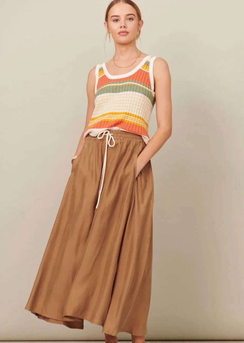 Cupro Drawcord Skirt Khaki / Bronze