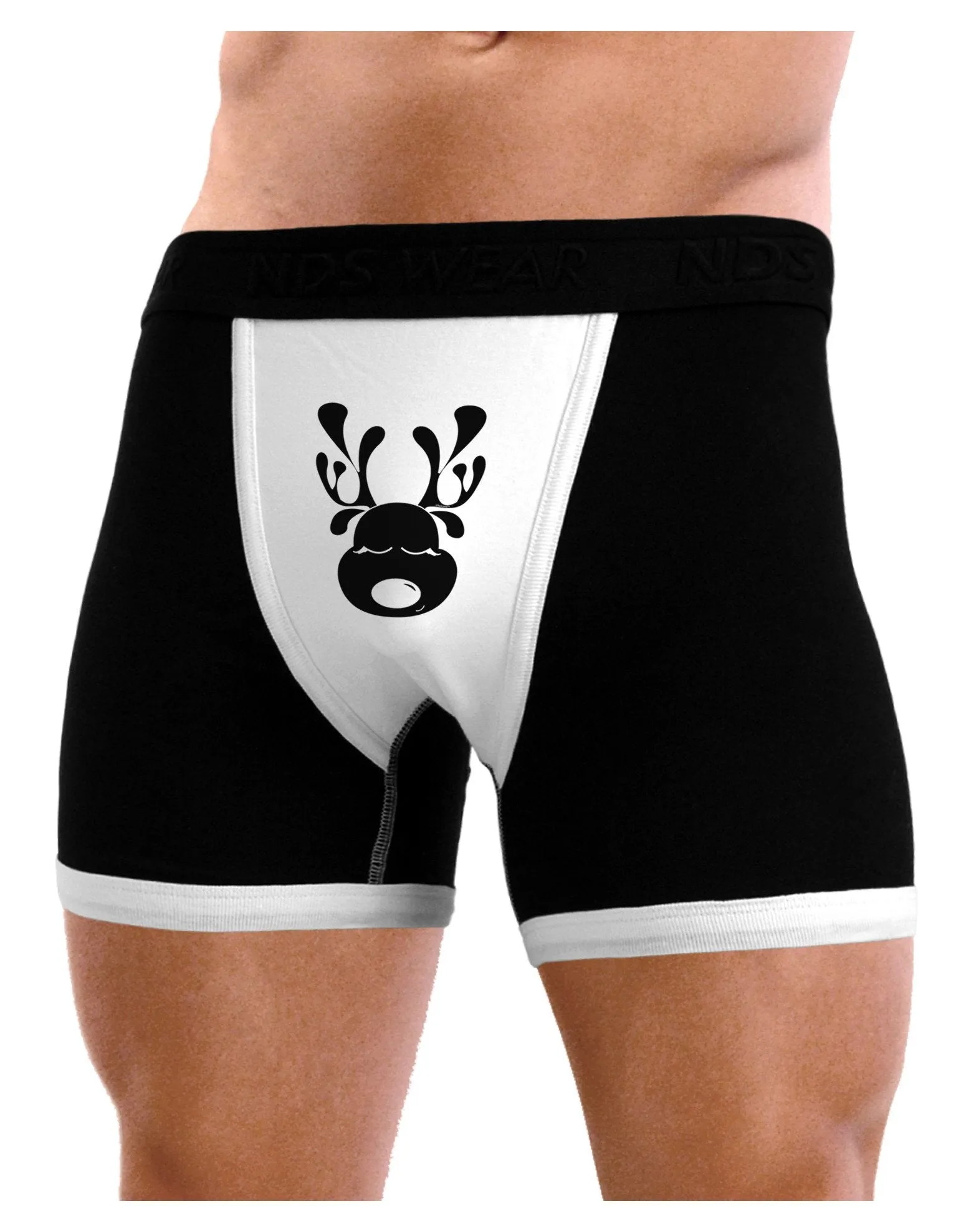 Cute Black Reindeer Face Christmas Mens Boxer Brief Underwear