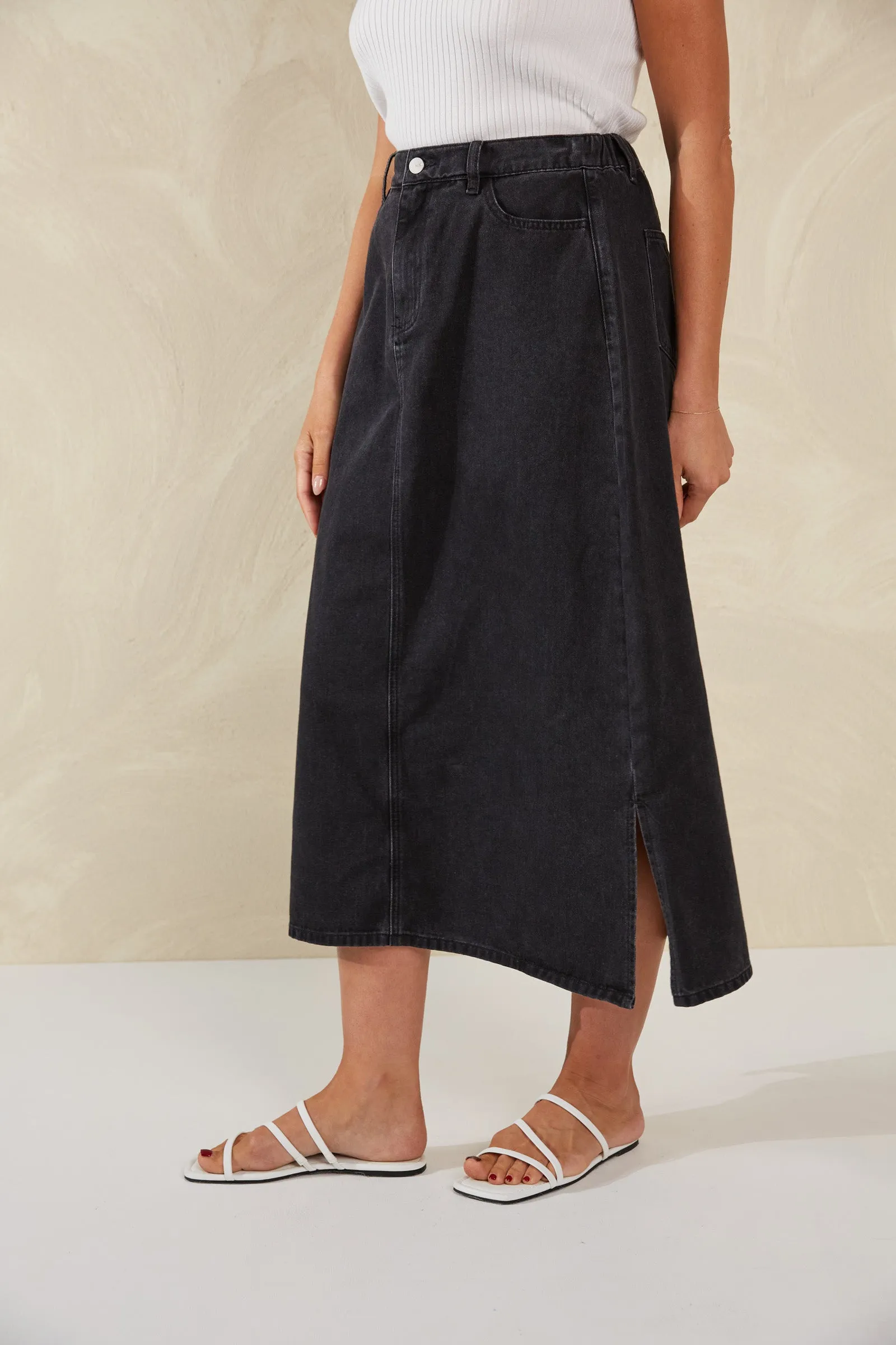 Dalton Denim Skirt - Slate