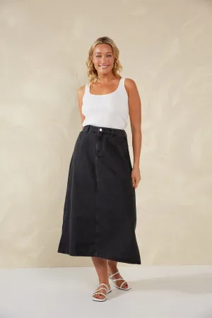 Dalton Denim Skirt - Slate