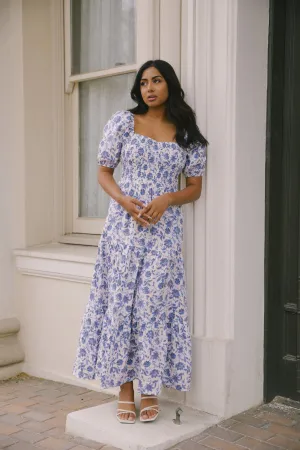 Daria Blue and White Floral Dress