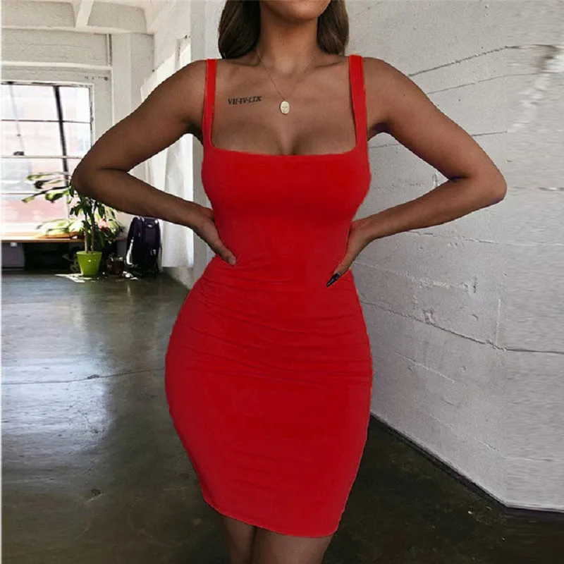 Deep V-neck low chest halter dress summer dress