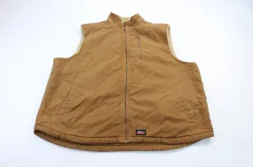 Dickie's Logo Patch Tan Sherpa Lined Zip Up Vest