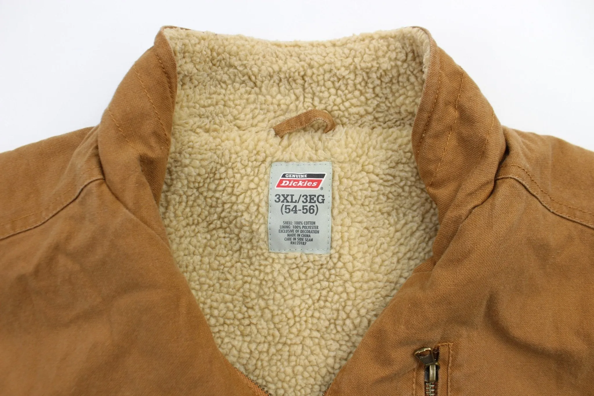 Dickie's Logo Patch Tan Sherpa Lined Zip Up Vest