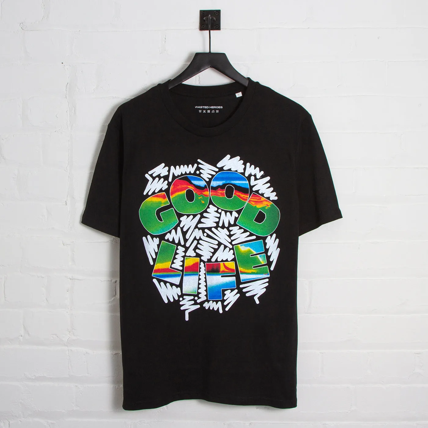 Doodle Good Life Front Print - Tshirt - Black