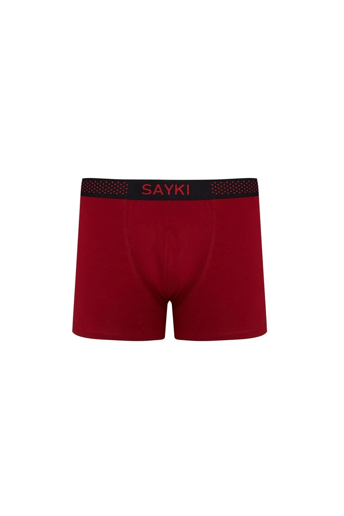 Dot Patterned Red - Black Modal Jersey Boxer