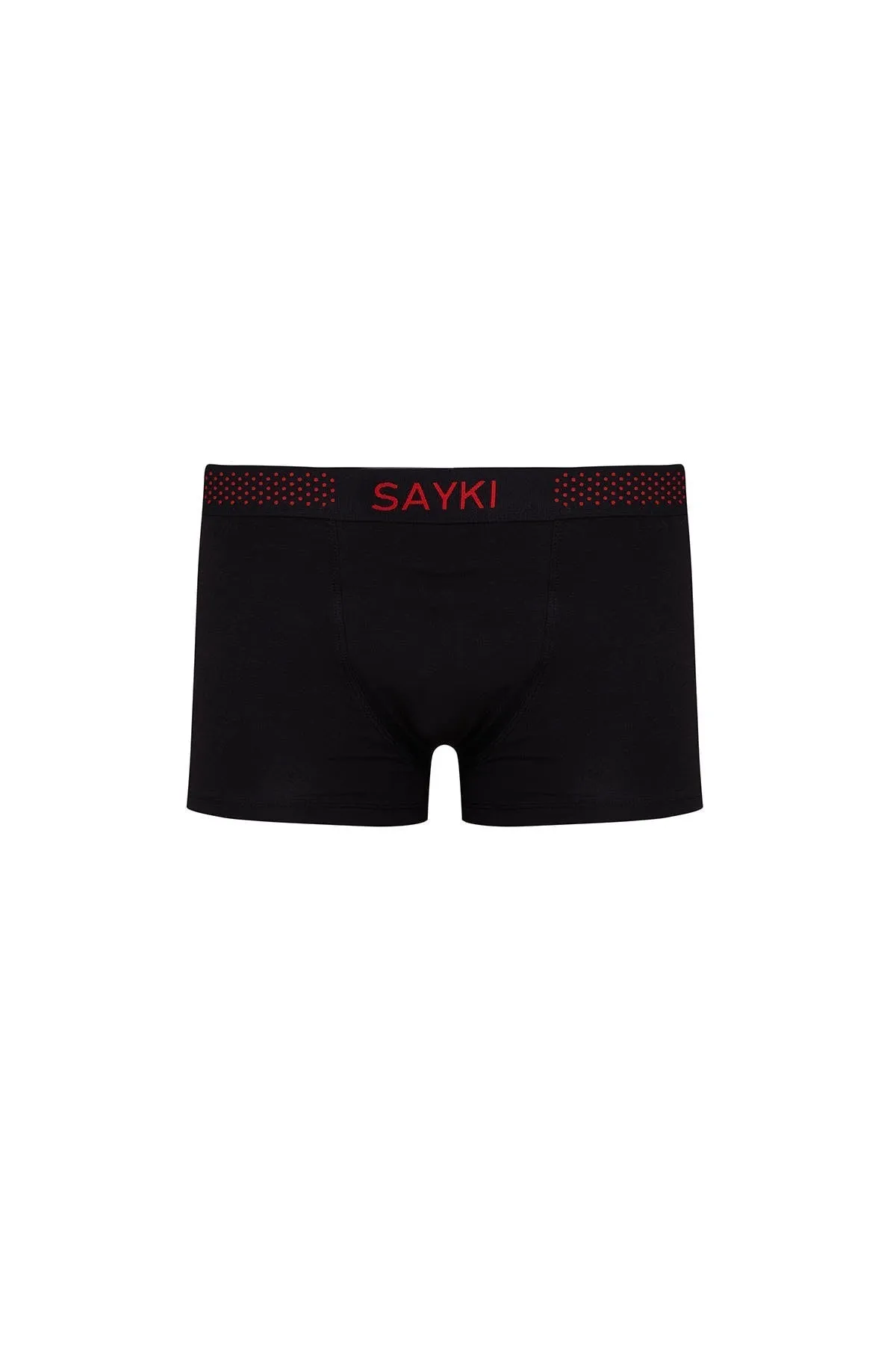 Dot Patterned Red - Black Modal Jersey Boxer