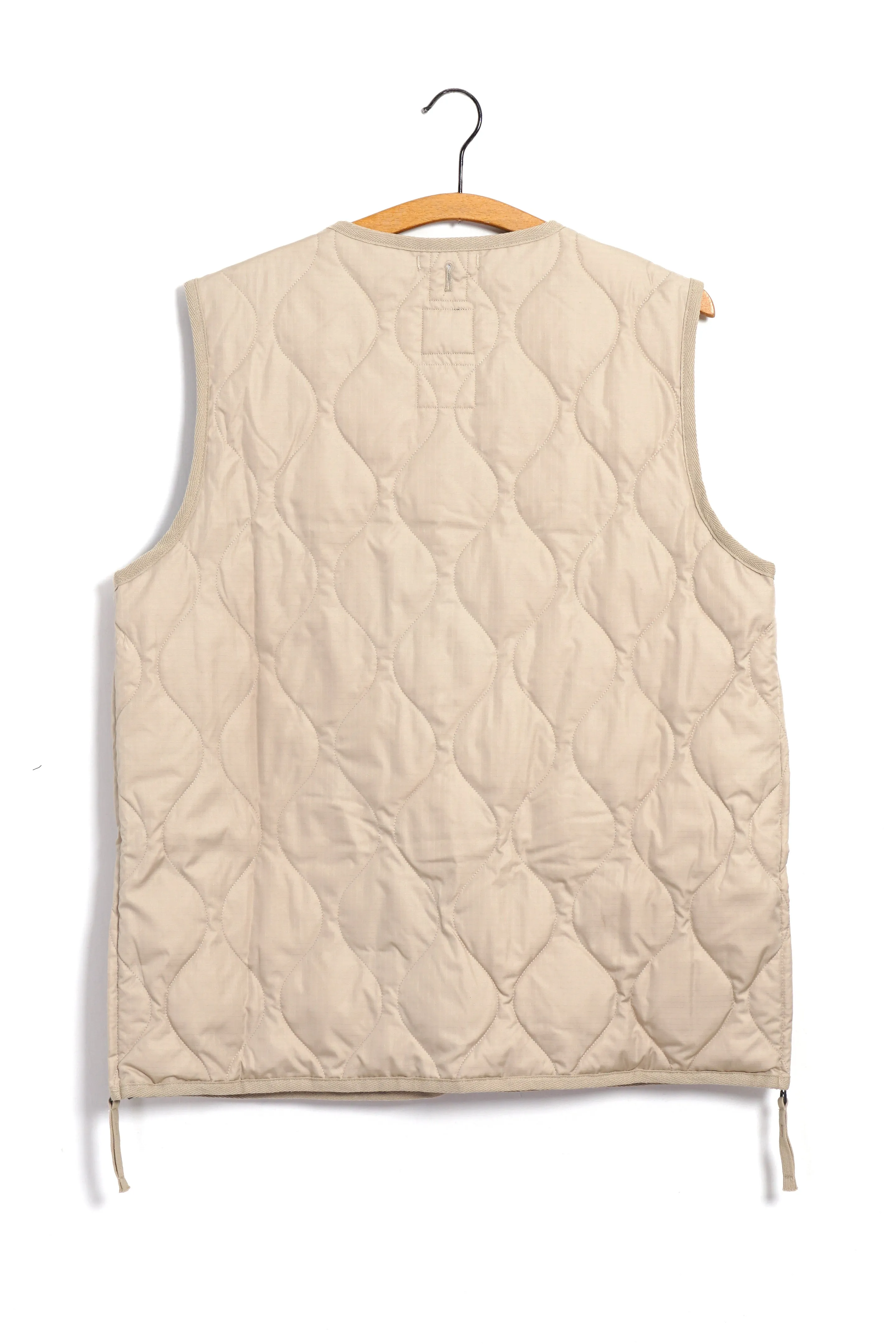 DOWN VEST | Military V-Neck Down Vest | Cream