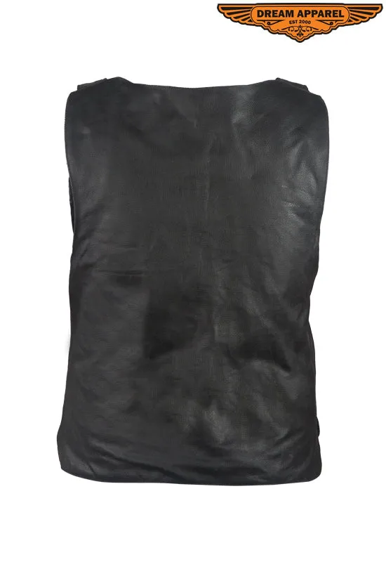 Dream Apparel Men's Black Leather Replica Vest