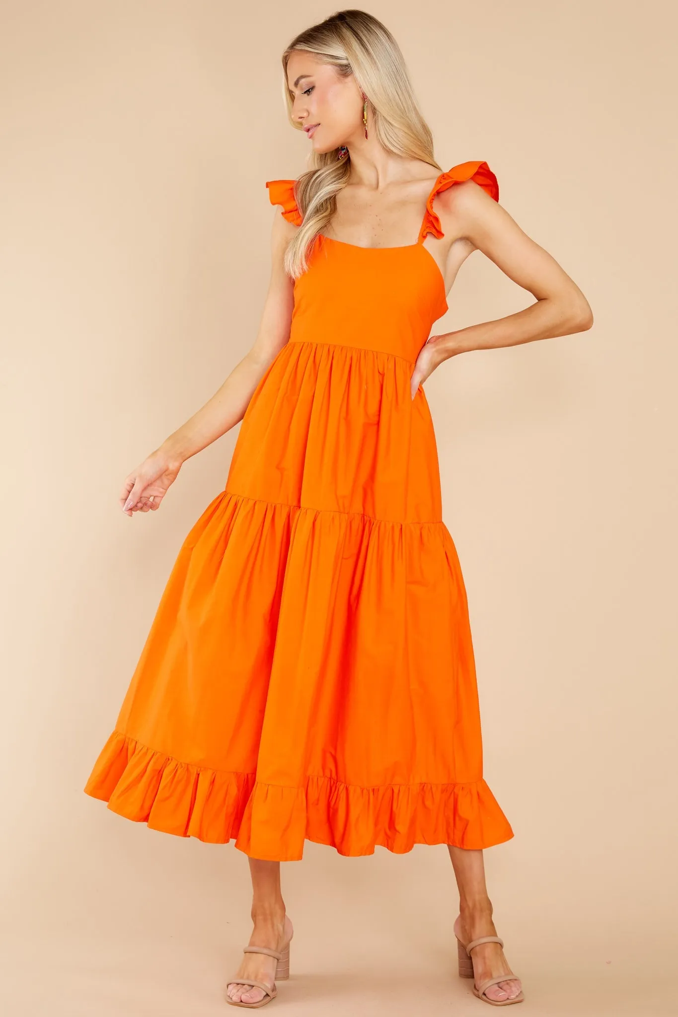 Dressed For Success Orange Midi Dress