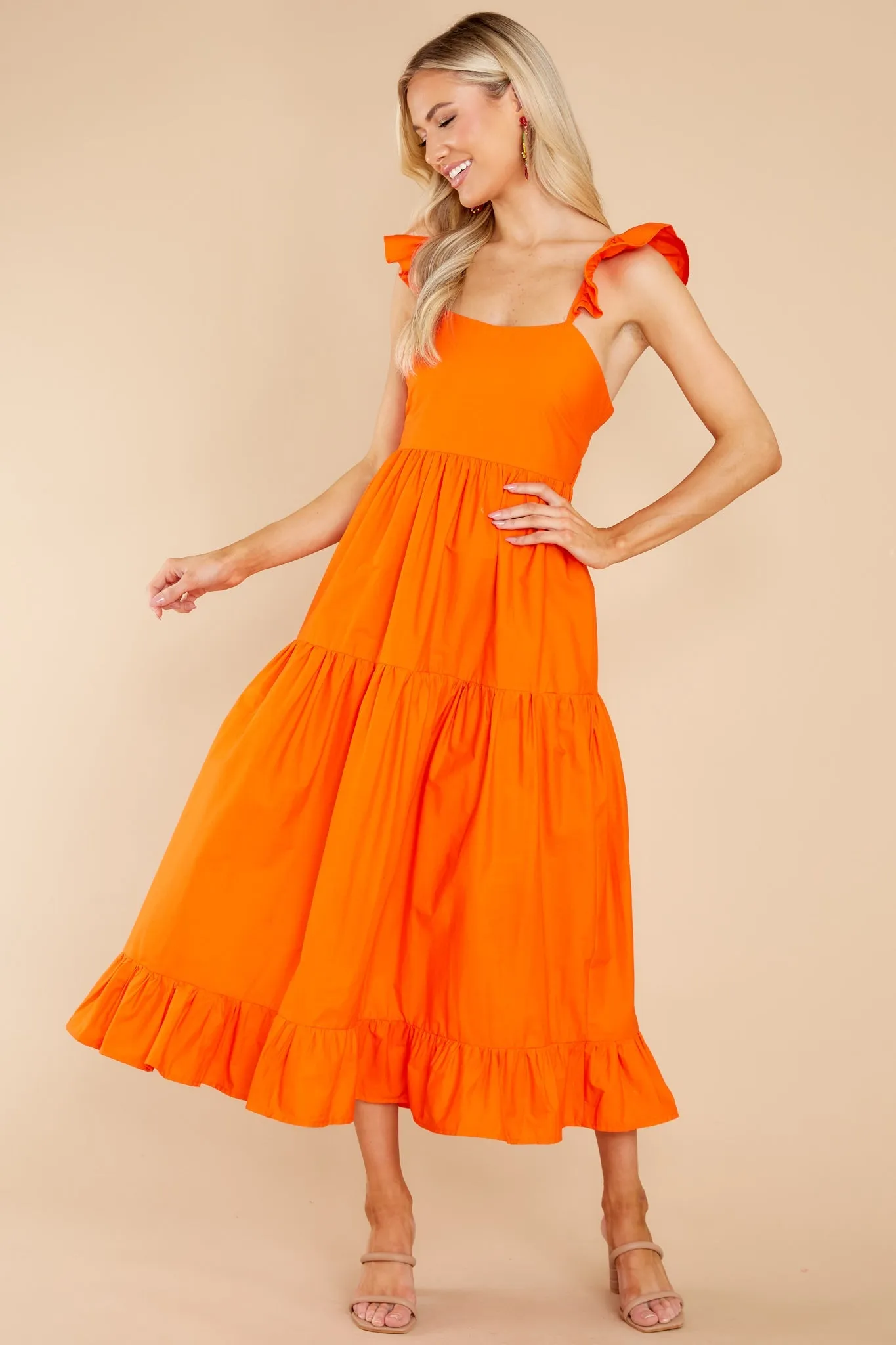 Dressed For Success Orange Midi Dress