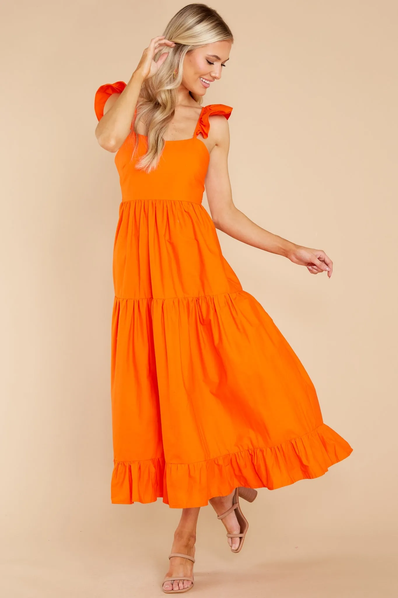 Dressed For Success Orange Midi Dress