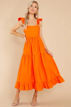 Dressed For Success Orange Midi Dress