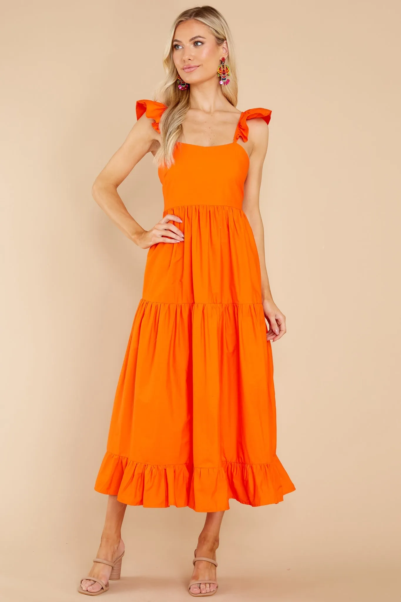 Dressed For Success Orange Midi Dress